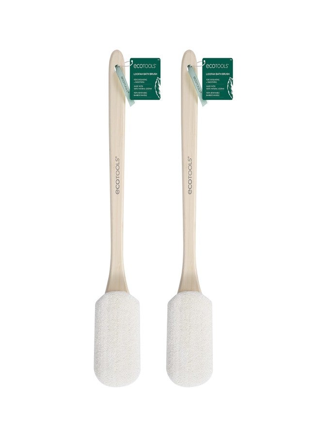 EcoTools Loofah Bath Brush, Back Brush for Bath & Shower, Made with Long Handle & Natural Loofah Material for Exfoliation, Shower Brush for Men & Women, Eco-Friendly & Cruelty-Free, 2 Count - Image 1