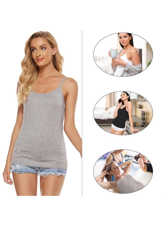 BQTQ 5 Pcs Womens Camisole Tank Tops Undershirt Spaghetti Strap Camisoles Pack, L - Image 2