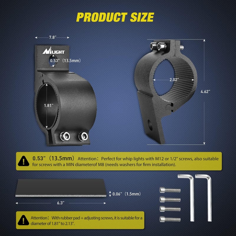 Nilight Tube Clamp Bracket for Offroad LED Light Mounts - Image 2