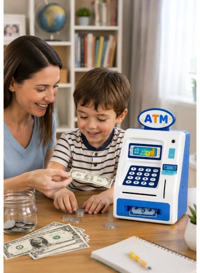 DAT Kids Pretend Play ATM Machine Toy with Keypad, Card Slot & Coin Deposit – Children's Money Management Piggy Bank - Image 4