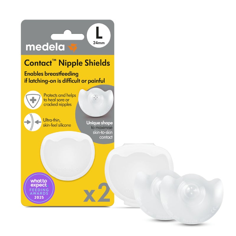 Medela Contact Nipple Shields Large 24mm Food Grade Silicone for Latching Difficulties During Breastfeeding Flat or Inverted Nipples - Image 3