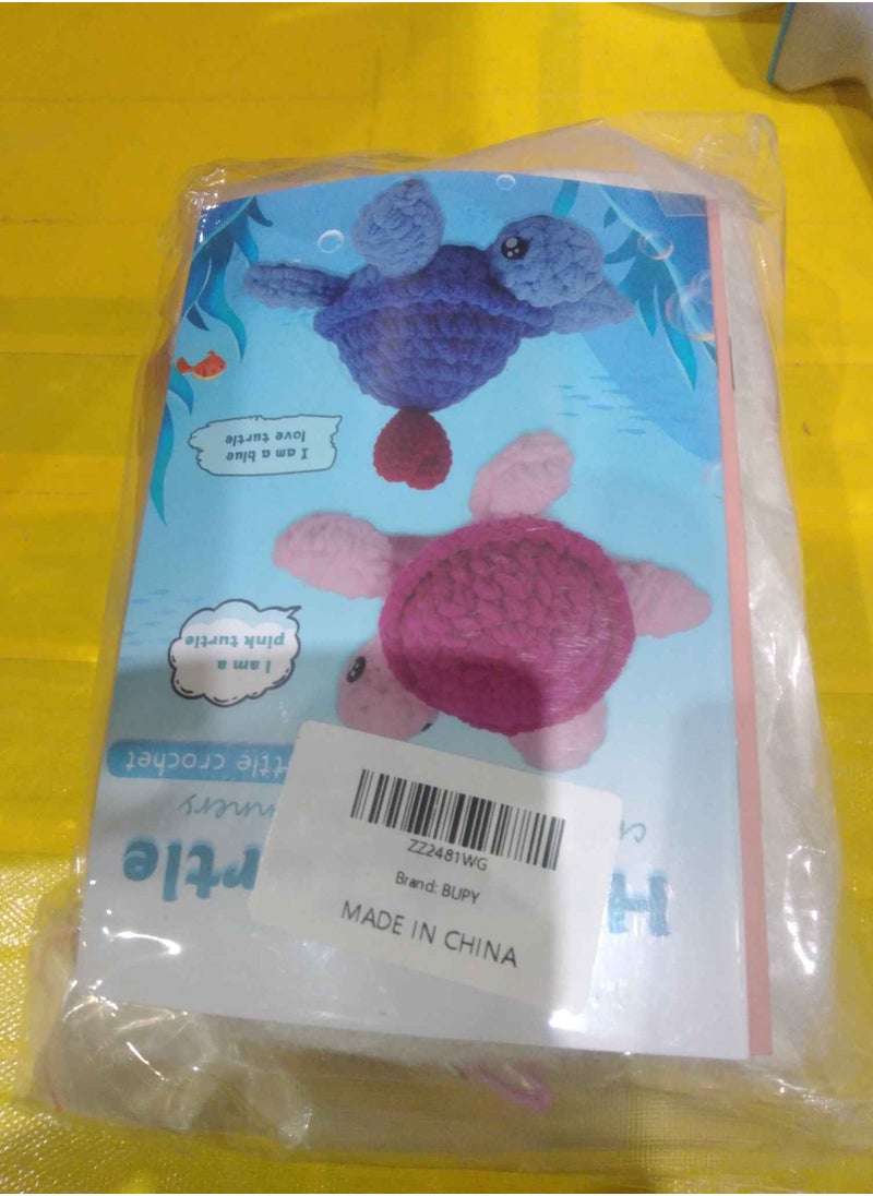 BUPY - Crochet Kit for Beginners, Includes All Crochet Accessories and Step-by-Step Video Tutorials, 2 Piece Turtle - Image 1
