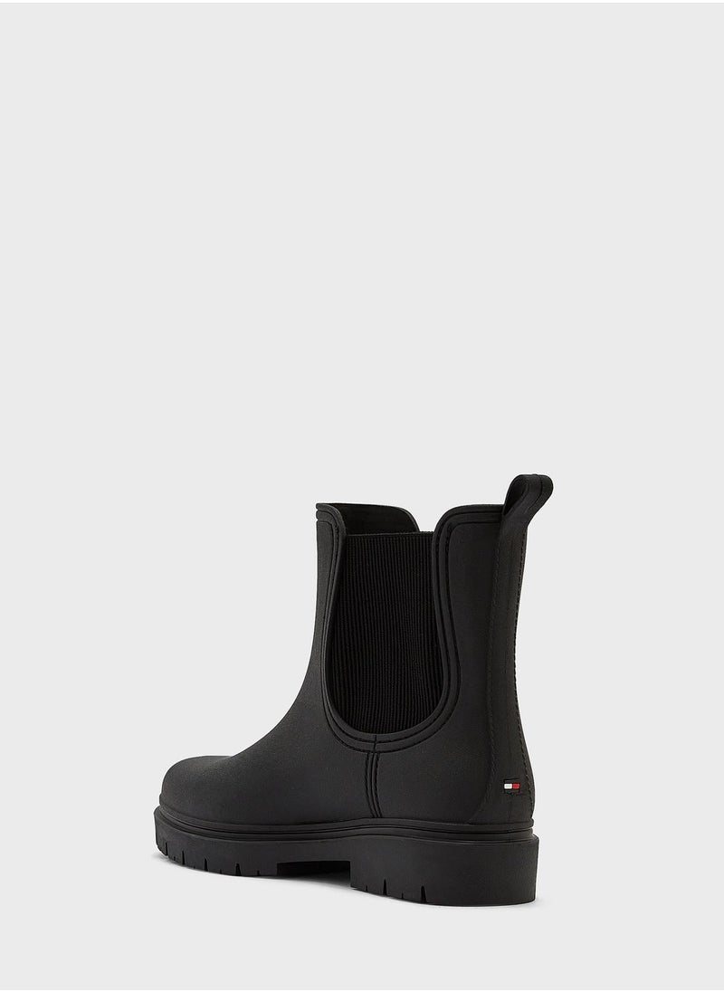 TOMMY HILFIGER - Elasticated Matt Ankle Boots - Image 1