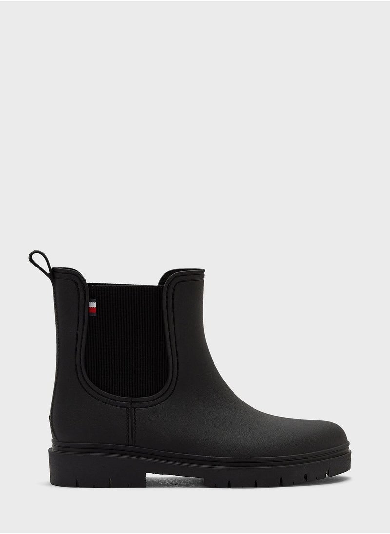 TOMMY HILFIGER - Elasticated Matt Ankle Boots - Image 1