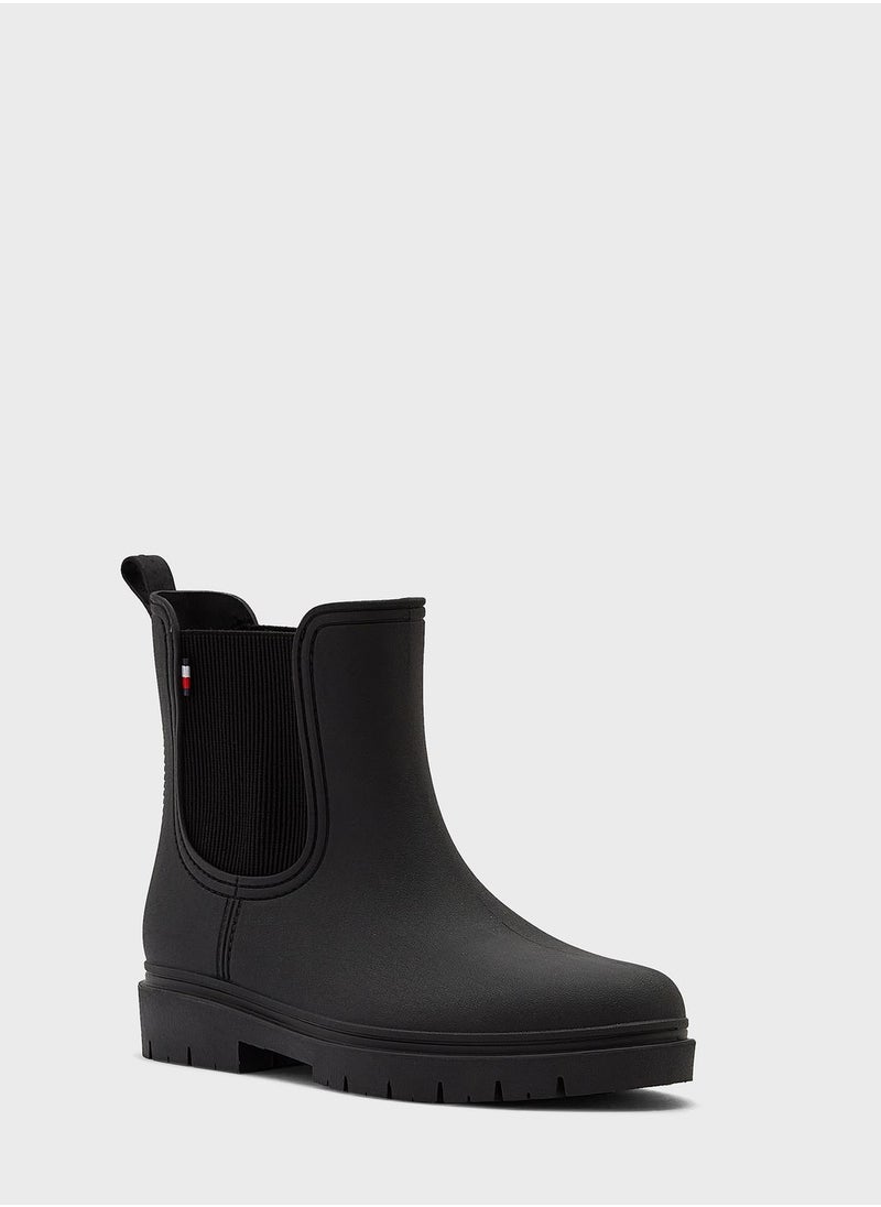 TOMMY HILFIGER - Elasticated Matt Ankle Boots - Image 1