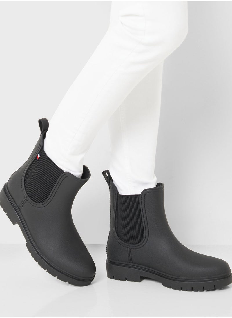 TOMMY HILFIGER - Elasticated Matt Ankle Boots - Image 1