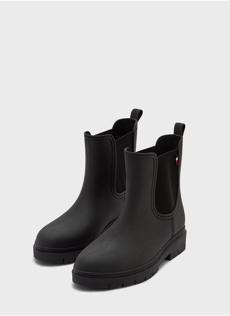 TOMMY HILFIGER - Elasticated Matt Ankle Boots - Image 1