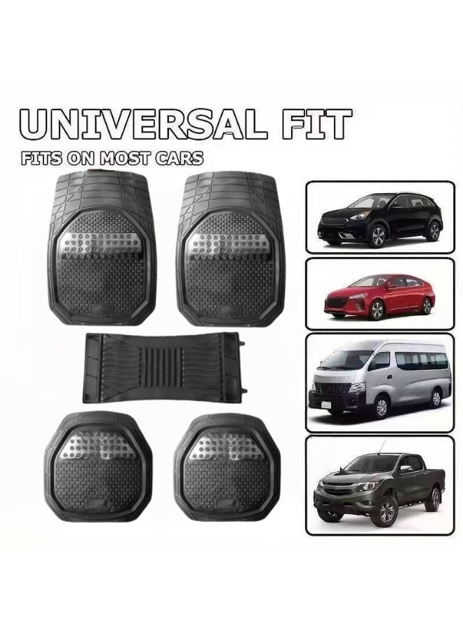 5-piece car floor mats, rubber floor mats suitable for all types of cars, non-slip, heavy-duty, suitable for cars, SUVs, and trucks, heavy-duty black interior floor mats, waterproof and odorless - Image 1