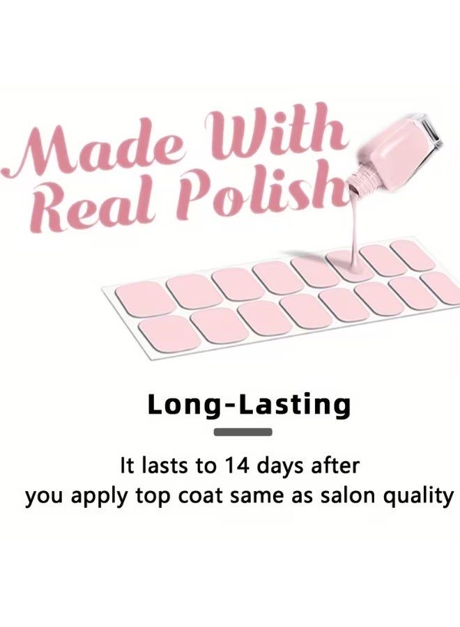 LANGMANNI 8 Sheets Nail Full Wraps Nail Polish Strips, Pink Nail Glitter Self-Adhesive Gel Nail Stickers, Suitable for Women's Home DIY Self-use Nail Art Supplies Nail Art Kit - Image 1