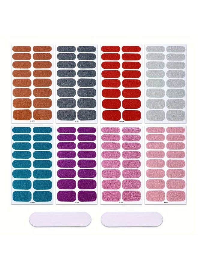 LANGMANNI 8 Sheets Nail Full Wraps Nail Polish Strips, Pink Nail Glitter Self-Adhesive Gel Nail Stickers, Suitable for Women's Home DIY Self-use Nail Art Supplies Nail Art Kit - Image 4