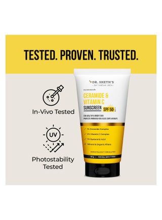Ceramide And Vitamin C Long lasting Sunscreen SPF 50+ PA++++|For 6 hrs Advanced UV And Tan Protection|No White Cast, Water And Sweat-Resistant|Non-Greasy And Quick-Absorbing |For Women And Men |50g - view 3