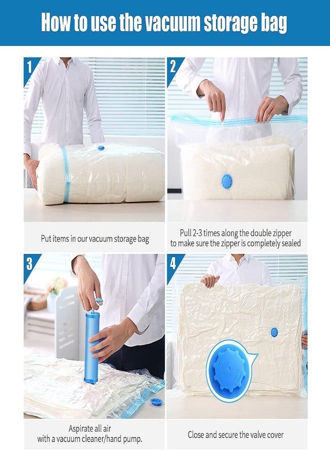 SAYFINE Heavy Duty Air Tight Space Saver Vacuum Bags for Travel and Cloths Storage, 5+1 Pcs, 2 Small, 2 Medium, 2 Large, Random Colour - Image 3