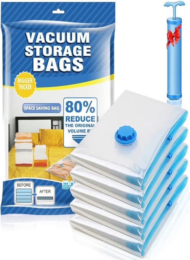 SAYFINE Heavy Duty Air Tight Space Saver Vacuum Bags for Travel and Cloths Storage, 5+1 Pcs, 2 Small, 2 Medium, 2 Large, Random Colour - Image 1