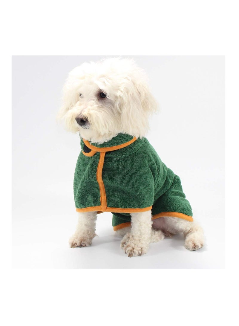 KASTWAVE معطف جاف للكلاب من كاستويف ناعم ميكروفايبر يمتص الماء بشكل فائق رداء استحمام كلبي منشفة خضراء لتنظيف القطط والكلاب المتوسطة (متوسطة) منشفة حمام للحيوانات الأليفة بطانية رداء للكلاب ميكروفايبر - Image 1