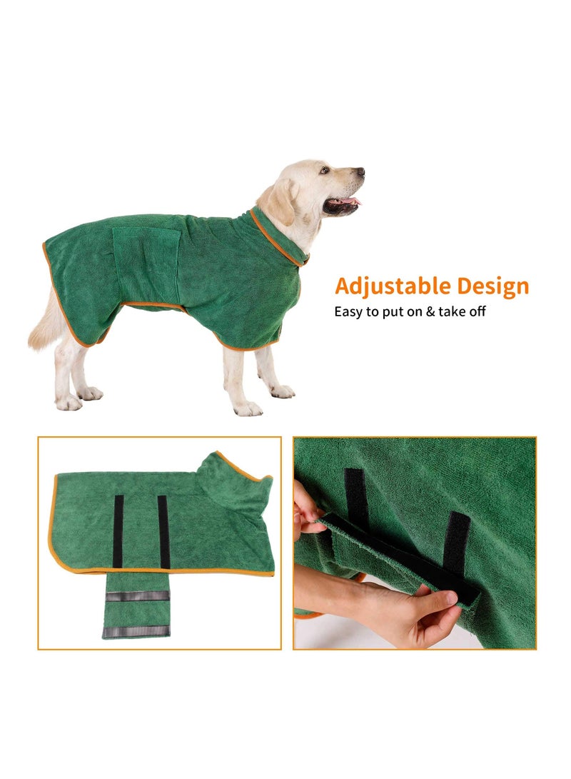 KASTWAVE معطف جاف للكلاب من كاستويف ناعم ميكروفايبر يمتص الماء بشكل فائق رداء استحمام كلبي منشفة خضراء لتنظيف القطط والكلاب المتوسطة (متوسطة) منشفة حمام للحيوانات الأليفة بطانية رداء للكلاب ميكروفايبر - Image 5