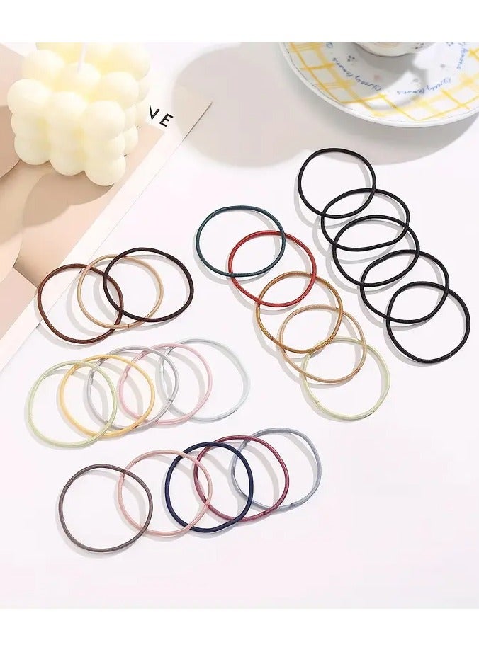Ucanbe 50 Pack Jersey Hair Ties for Thick Curly Hair, Large Elastic Ponytail Holders, Minimalist Chinese Style Solid Color, Wrinkle-Free Hair Bands with Tassel, 4.5cm Diameter, 2mm Thickness  - Image 5