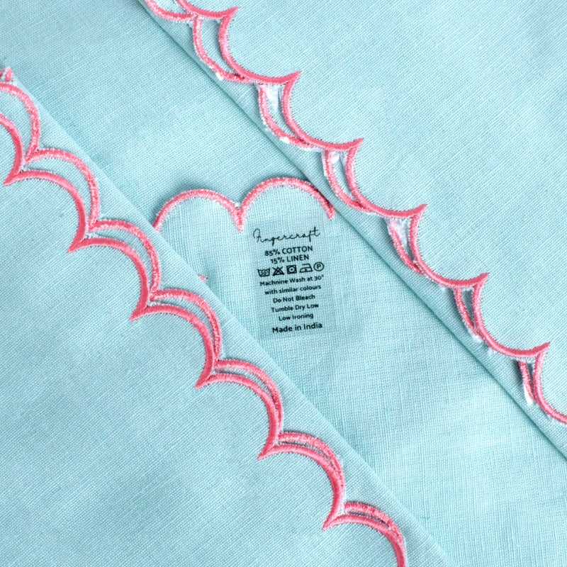 FINGERCRAFT Cloth Napkins  Everyday Use Reversible Scallop Design  Premium Quality Cotton Linen Blend Napkin Set of 6 Perfect for Parties Dinners Weddings Easter Napkin Cloth 20x20 Inch Aqua - Image 5