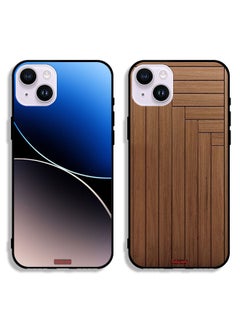 Two Cases For Apple iPhone 14 Protective Covers Curve Lines and Door Pattern
