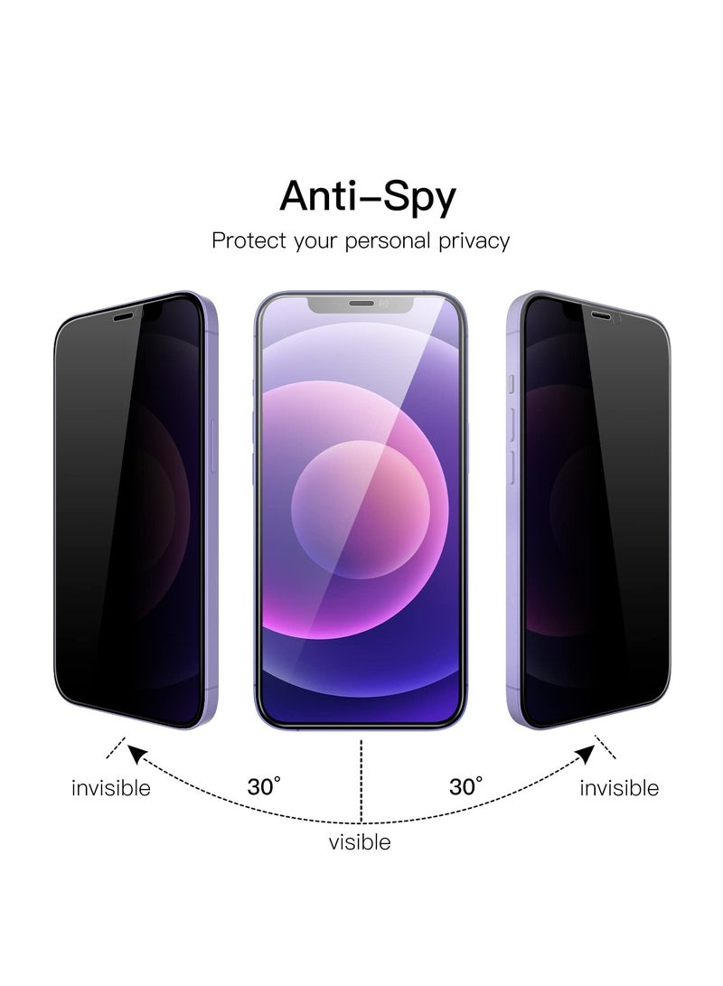 JETech Privacy Full Coverage Screen Protector for iPhone 12 and 12 Pro 6.1 Inch Anti Spy Tempered Glass Film Edge to Edge Protection Case-Friendly  2Pack - Image 3