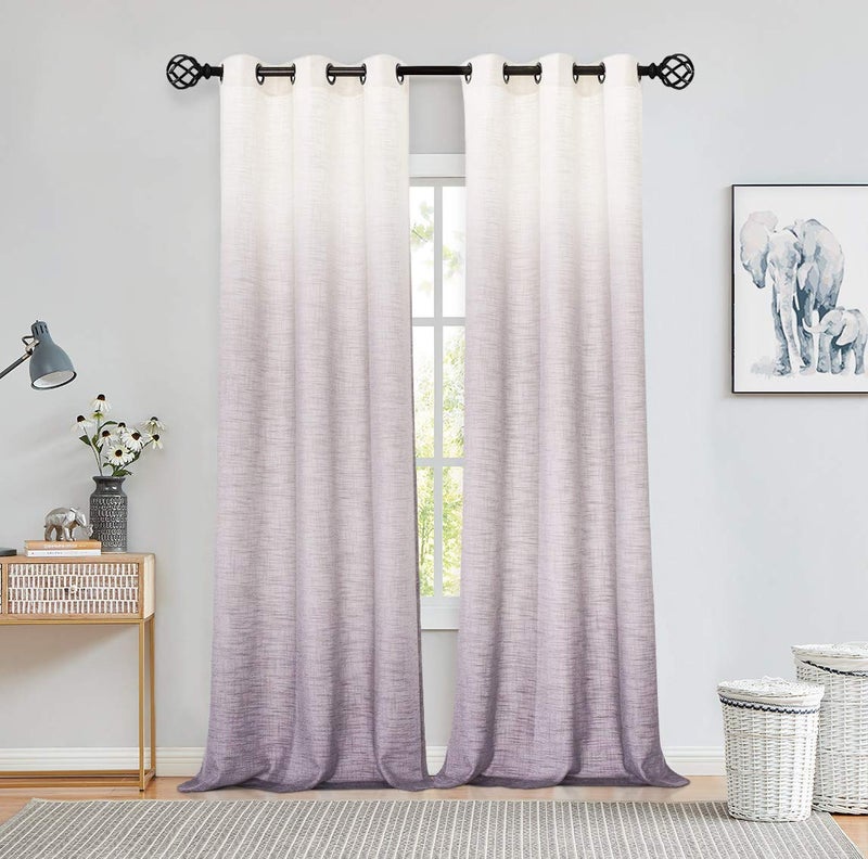 Central Park Ombre Window Curtain Panel Linen Gradient Print on Rayon Blend Fabric Drapery Treatments for Living RoomBedroom Cream White to Lavender Purple 40 x 84 Set of 2