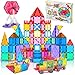 Jasonwell 100pcs Magnetic Tiles Building Blocks Set for Boys Girls Preschool Educational Magnet Construction Kit Stacking STEM Toys Christmas Birthday Gift for Kids Toddler 3 4 5 6 7 8 9 10 Year Old - Image 3
