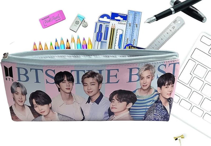 JIADA Leather BTS Theme Pencil Stationery Pouch - 1 Pcs,Black