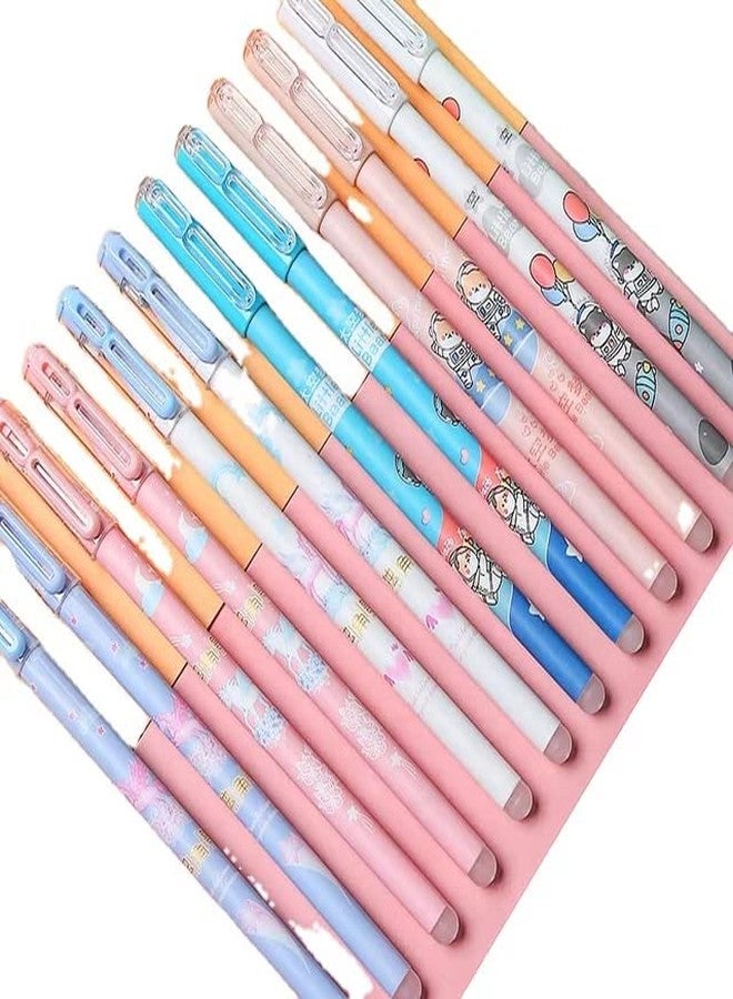 APCATIO Erasable Gel Pens With Attached Magic Wipe Eraser|0.5 Mm Pen|Cute Erasable Pens With Eraser |Gifts For Students|Office Stationery|Pack Of 12 |,Blue - Image 1