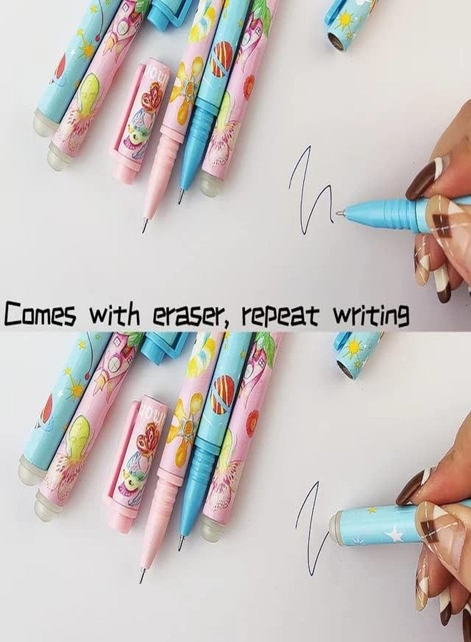 APCATIO Erasable Gel Pens With Attached Magic Wipe Eraser|0.5 Mm Pen|Cute Erasable Pens With Eraser |Gifts For Students|Office Stationery|Pack Of 12 |,Blue - Image 4