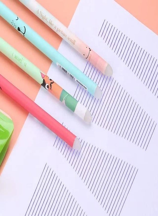 APCATIO Erasable Gel Pens With Attached Magic Wipe Eraser|0.5 Mm Pen|Cute Erasable Pens With Eraser |Gifts For Students|Office Stationery|Pack Of 12 |,Blue - Image 3