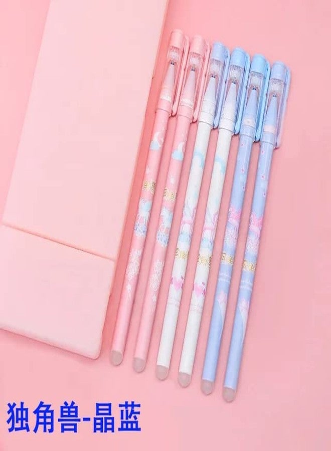APCATIO Erasable Gel Pens With Attached Magic Wipe Eraser|0.5 Mm Pen|Cute Erasable Pens With Eraser |Gifts For Students|Office Stationery|Pack Of 12 |,Blue - Image 5