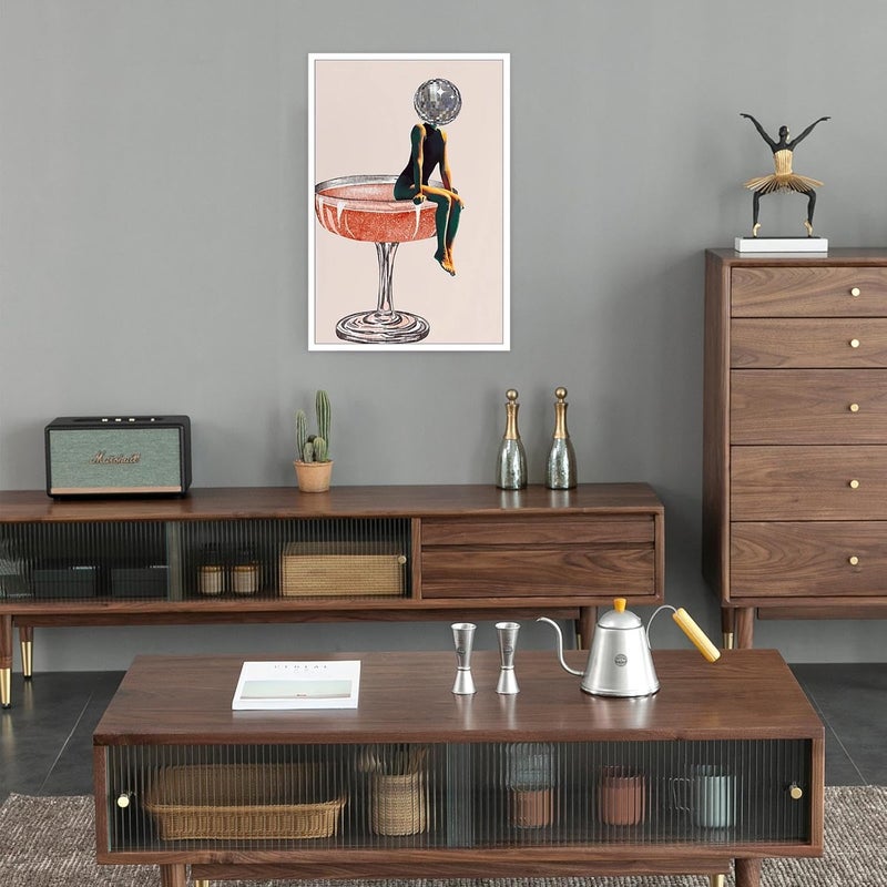 ARS Framed Fine Art of Retro Disco Ball Head Poster Funky Disco 70s Prints Painting Funky Cocktail Wall Art Luxury Mirrorball Wall Art Girly Dorm Room Artt Trendy Bar Cart Wall Decor Wall Art Canvas for Office Living Room Bedroom Gifting-  (Size Available Unframed) - Image 4