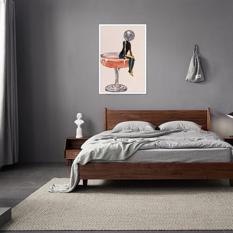 ARS Framed Fine Art of Retro Disco Ball Head Poster Funky Disco 70s Prints Painting Funky Cocktail Wall Art Luxury Mirrorball Wall Art Girly Dorm Room Artt Trendy Bar Cart Wall Decor Wall Art Canvas for Office Living Room Bedroom Gifting-  (Size Available Unframed) - Image 5