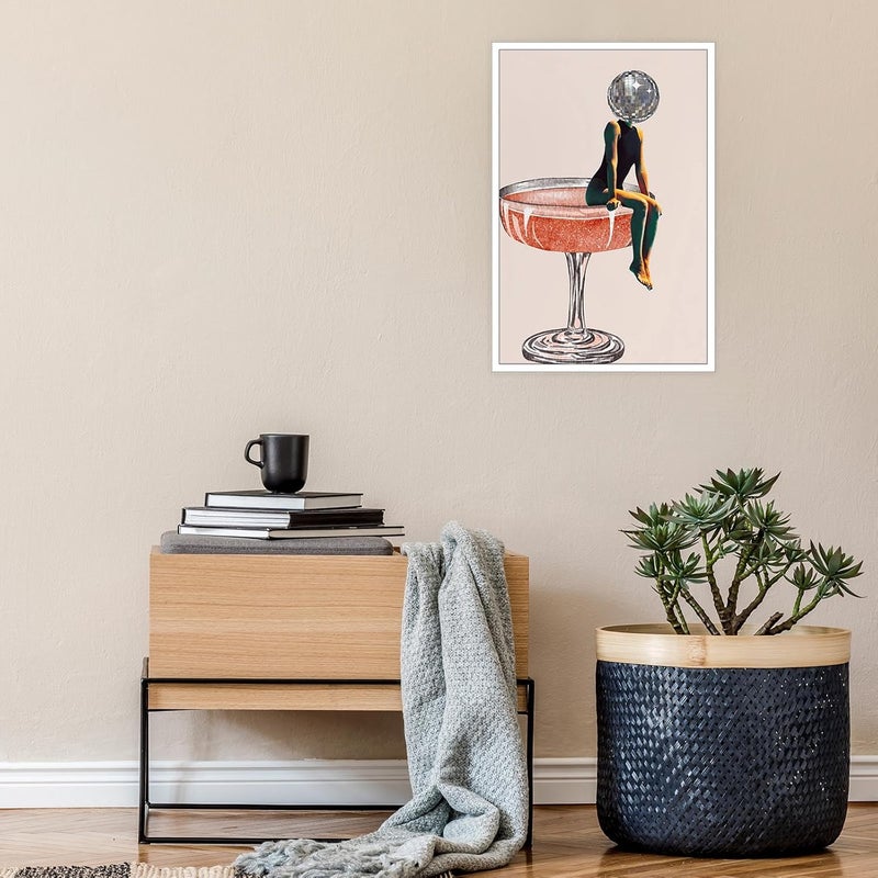 ARS Framed Fine Art of Retro Disco Ball Head Poster Funky Disco 70s Prints Painting Funky Cocktail Wall Art Luxury Mirrorball Wall Art Girly Dorm Room Artt Trendy Bar Cart Wall Decor Wall Art Canvas for Office Living Room Bedroom Gifting-  (Size Available Unframed) - Image 2