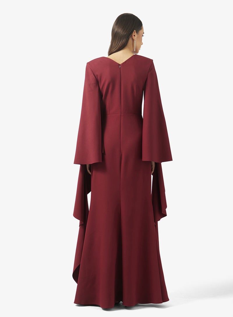 Namshi x Cape Ruffle Sleeve Evening Gown - Image 2