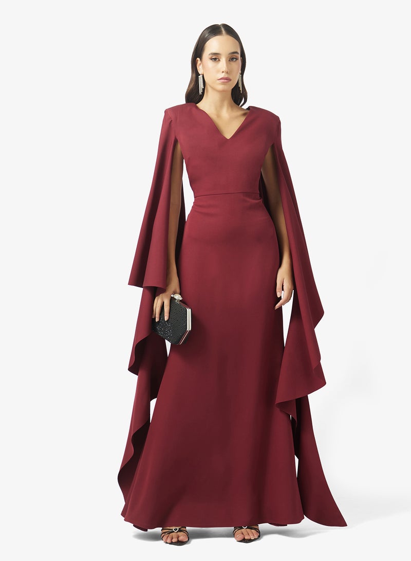 Namshi x Cape Ruffle Sleeve Evening Gown - Image 4