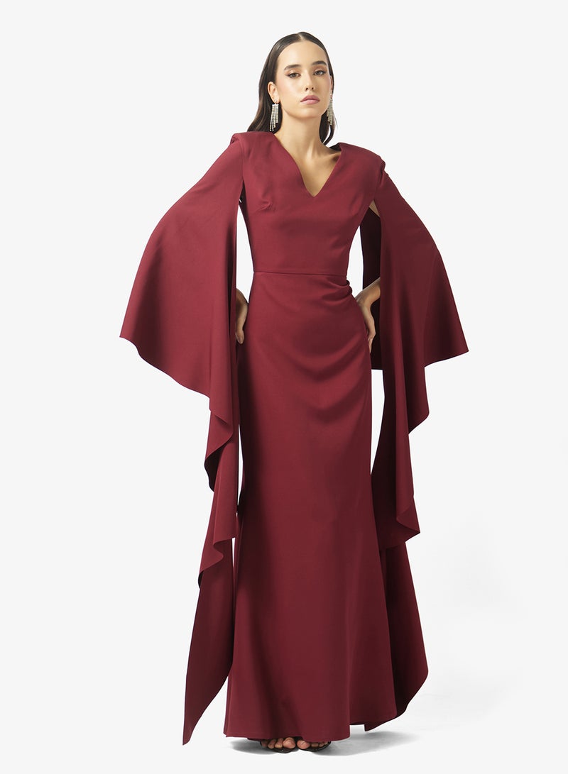 Namshi x Cape Ruffle Sleeve Evening Gown - Image 1