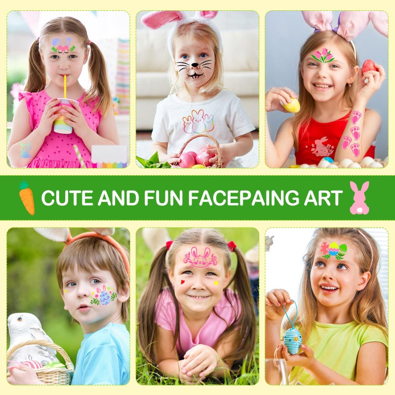 HOWAF 20pcs Easter Face Paint Stencils, Easter Bunny Face Painting Stencils Body Painting Stencils, Spring Flower Easter Egg Bunny Footprint Painting Templates for Easter Party Decor Makeup Supplies - Image 4