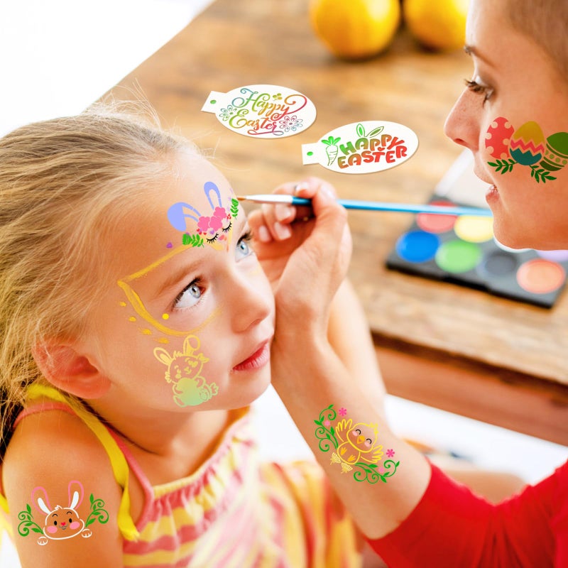 HOWAF 20pcs Easter Face Paint Stencils, Easter Bunny Face Painting Stencils Body Painting Stencils, Spring Flower Easter Egg Bunny Footprint Painting Templates for Easter Party Decor Makeup Supplies - Image 5