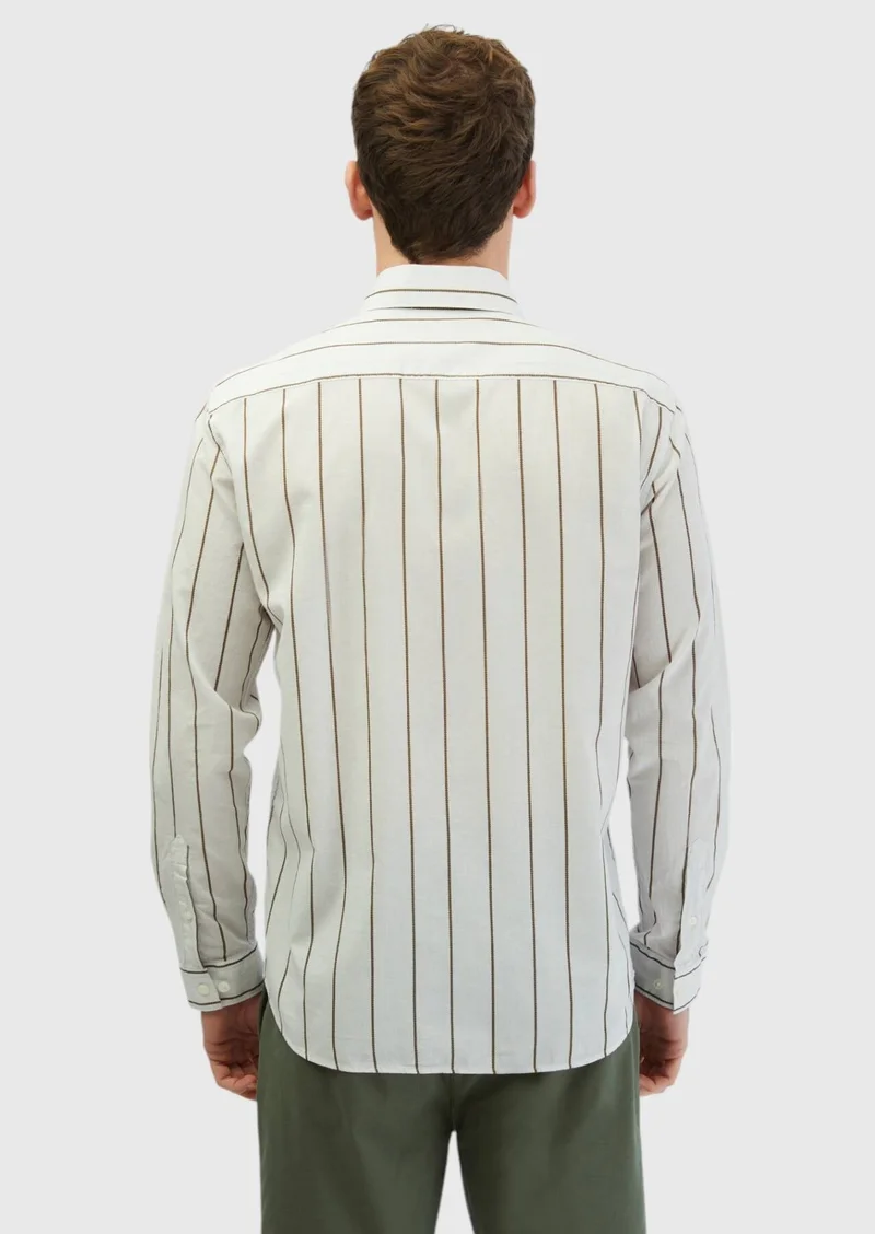 RAMSEY Light Grey Printed Casual Fit Long Weaving Casual 100% Cotton Shirt