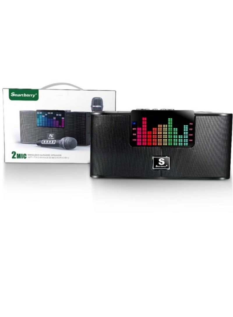Smart Berry M25 Plus Portable Bluetooth Speaker with 2 Wireless Microphones, LED Karaoke Machine for Adults & Kids, Rechargeable Speaker System, Colorful Lights, Bluetooth Compatibility for Home Party Use, Perfect for Singing & Entertainment - Image 4
