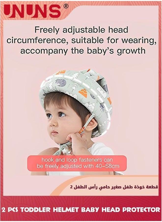 UNUNS Baby Head Protector,2 Pcs Infant Toddler Helmet Protector For Crawling Walking Running,No Bumps And Soft Cushion,Adjustable Protective Cap,Baby Safety Boy Girl  - Image 3