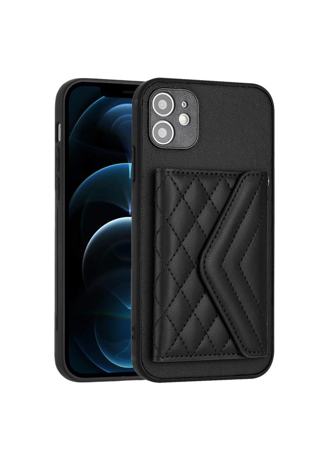 Zaboon Case For iPhone 12 Rhombic Texture Card Bag RFID Phone Case with Long Lanyard - Image 3