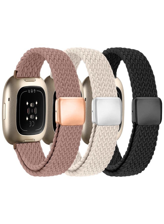 Zspoly Braided Band Compatible with Fitbit Versa 4 Bands for Women/Versa 3/Sense 2/Sense band, Magnetic Clasp Elastic Fabric Sport Nylon Smartwatch Band for Fitbit Versa4/3/Sense1/2 - Image 1