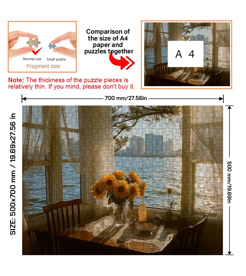 One Box Of 500 Piece Mini Jigsaw Puzzles 27.56 19.69 Inch Window Reflecting Light Scene Design Portable Birthday Valentine Gift - Image 4