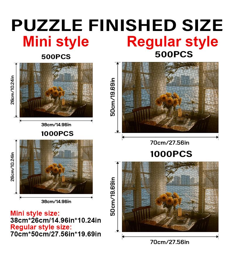 One Box Of 500 Piece Mini Jigsaw Puzzles 27.56 19.69 Inch Window Reflecting Light Scene Design Portable Birthday Valentine Gift - Image 2