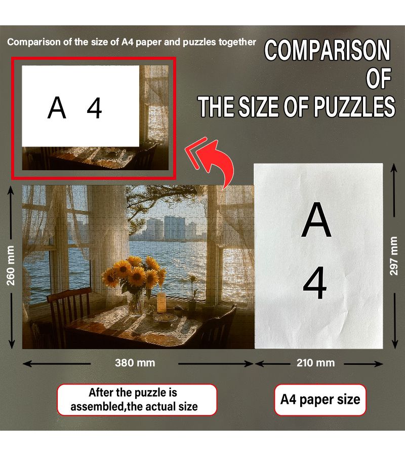 One Box Of 500 Piece Mini Jigsaw Puzzles 27.56 19.69 Inch Window Reflecting Light Scene Design Portable Birthday Valentine Gift - Image 3
