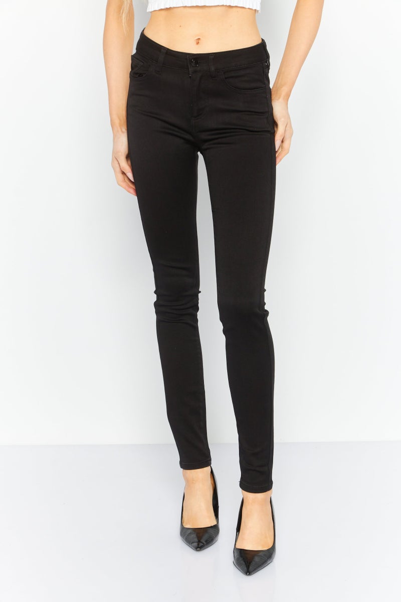 armani AX Armani Exchange Women Skinny Fit Solid Stretchable Denim Jeans, Black - Image 1
