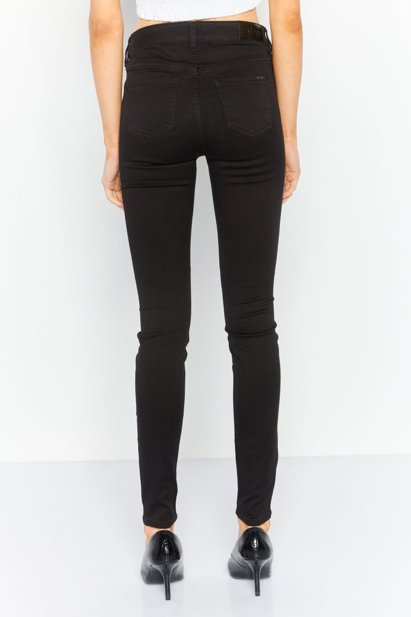 armani AX Armani Exchange Women Skinny Fit Solid Stretchable Denim Jeans, Black - Image 4