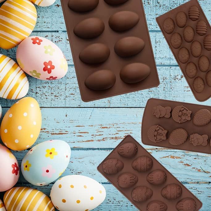 HUSAINI MART 4pc Easter Theme Chocolate Mould ComboEaster Egg Bunny RabbitCake DecoratingCake TopperCandy JellyDIY Baking Multicoloured - Image 3