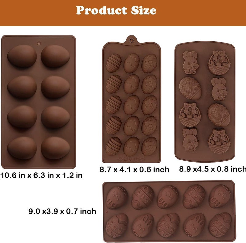 HUSAINI MART 4pc Easter Theme Chocolate Mould ComboEaster Egg Bunny RabbitCake DecoratingCake TopperCandy JellyDIY Baking Multicoloured - Image 2